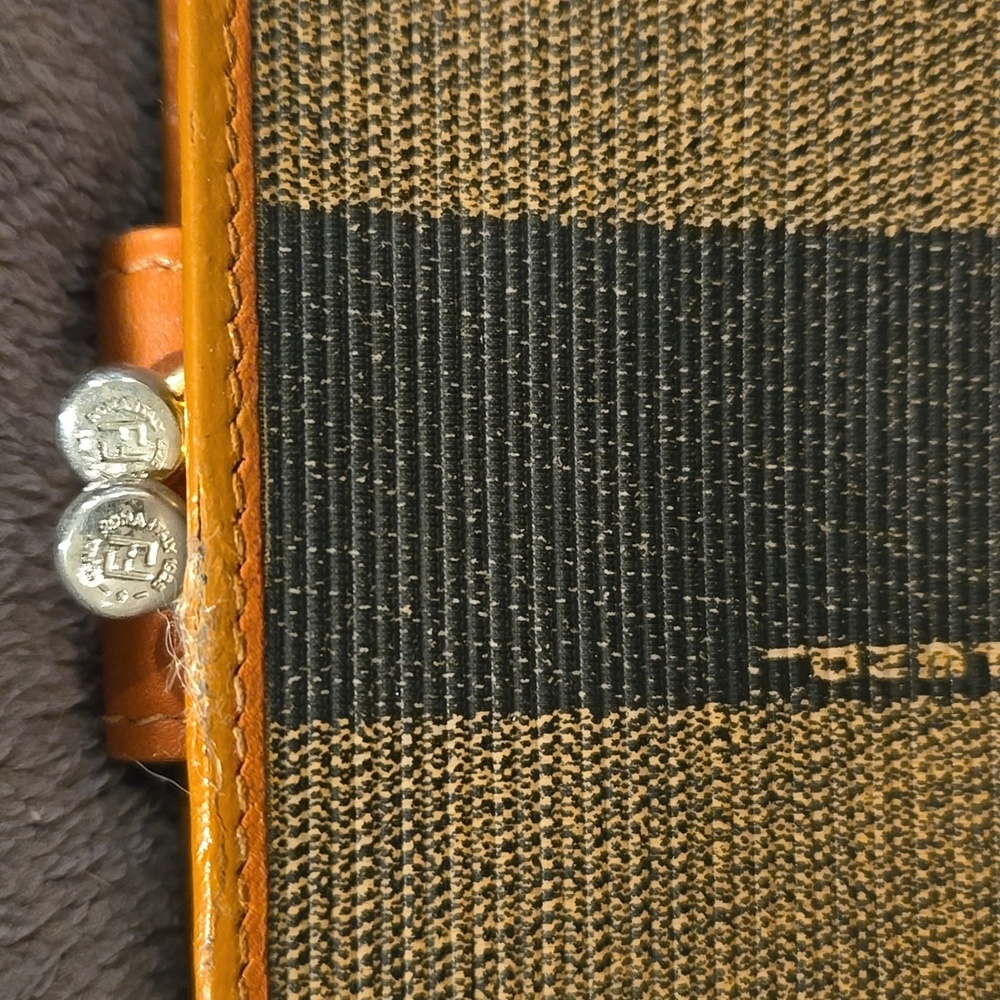 Fendi Kisslock Rehab Wallet Brown and Black Striped - Picture 10 of 16